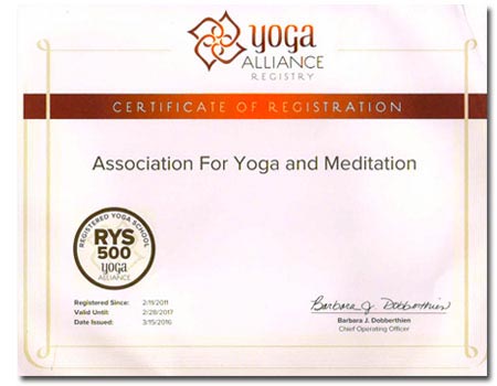 registered yoga courses india